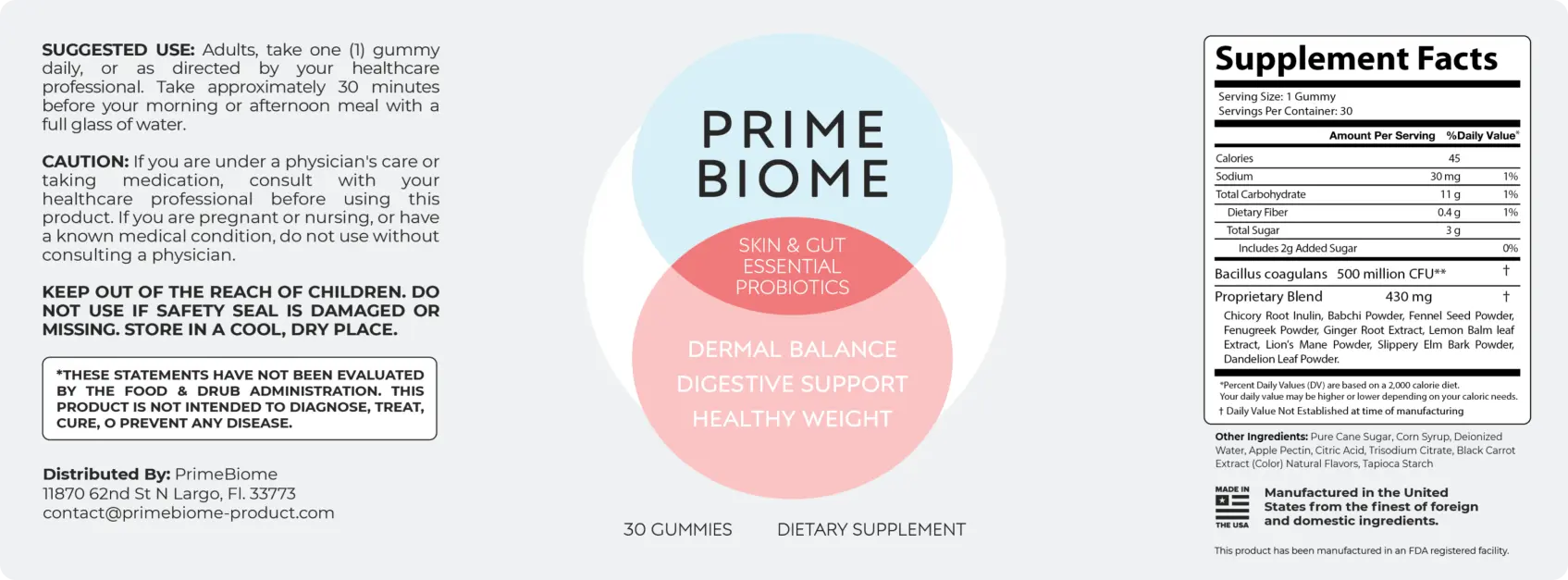 PrimeBiome ingredients 